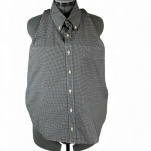 Bib for Adult | Handcrafted Dignity Cover | Blk/Wht Pld Button-Up | 19” x 22”